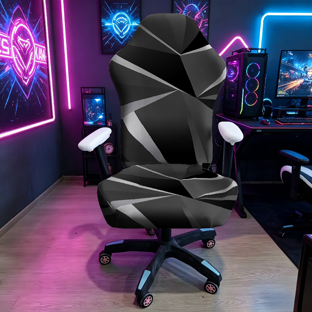 블랙 그레이 기하학적 게이밍 의자 커버, 게이머 및 사 - Gaming Accessories For Gaming Room 리뷰 및 가격