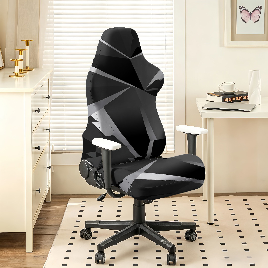 블랙 그레이 기하학적 게이밍 의자 커버, 게이머 및 사 - Gaming Accessories For Gaming Room 리뷰 및 가격